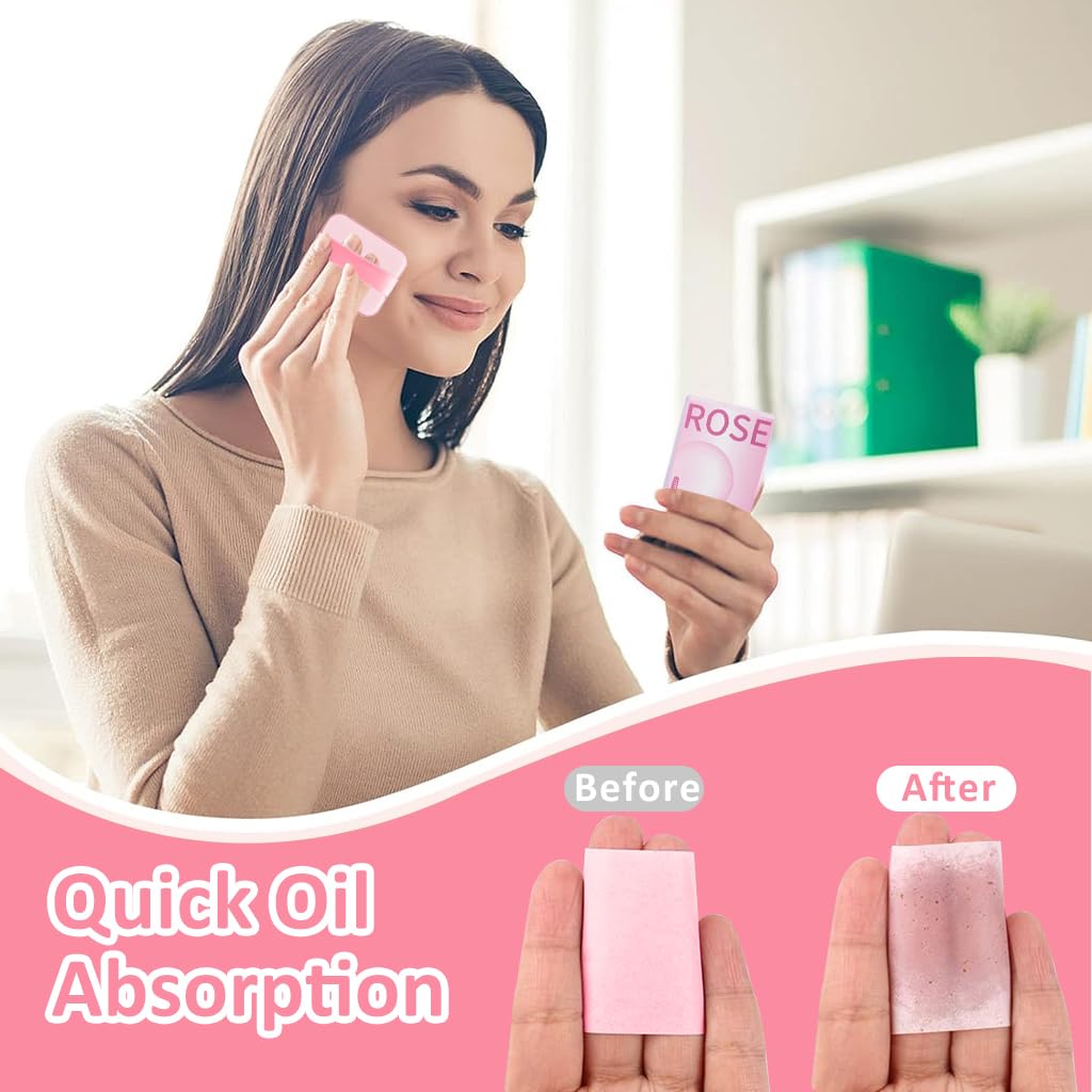 MAYCREATE 200Pcs Blotting Paper for Oily Face, Oil Absorbing Sheets for Face, Natural Rose Oil Absorbing Paper for Face, Travel Compact Face Wipes for Oily Skin, with Mirror & Puff for Men Women MAYCREATE 200Pcs Blotting Paper for Oily Face, Oil Absorbing Sheets for Face, Natural Rose Oil Absorbing Paper for Face, Travel Compact Face Wipes for Oily Skin, with Mirror & Puff for Men Women